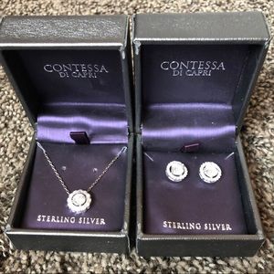 Contessa Di Capri Sterling Studs & Necklace NWT